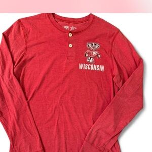 Wisconsin Badgers Red Long Sleeve Henley Shirt